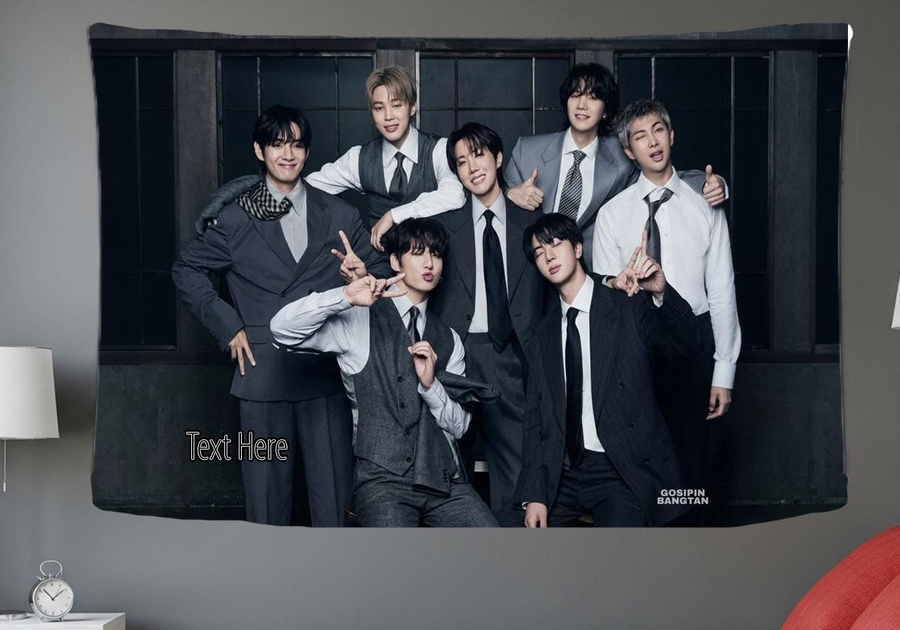 Bangtan Hanging Tapestry | Bantan Boys | Personalized Wall Art | Polyester Fabric | Ship Flag Banner