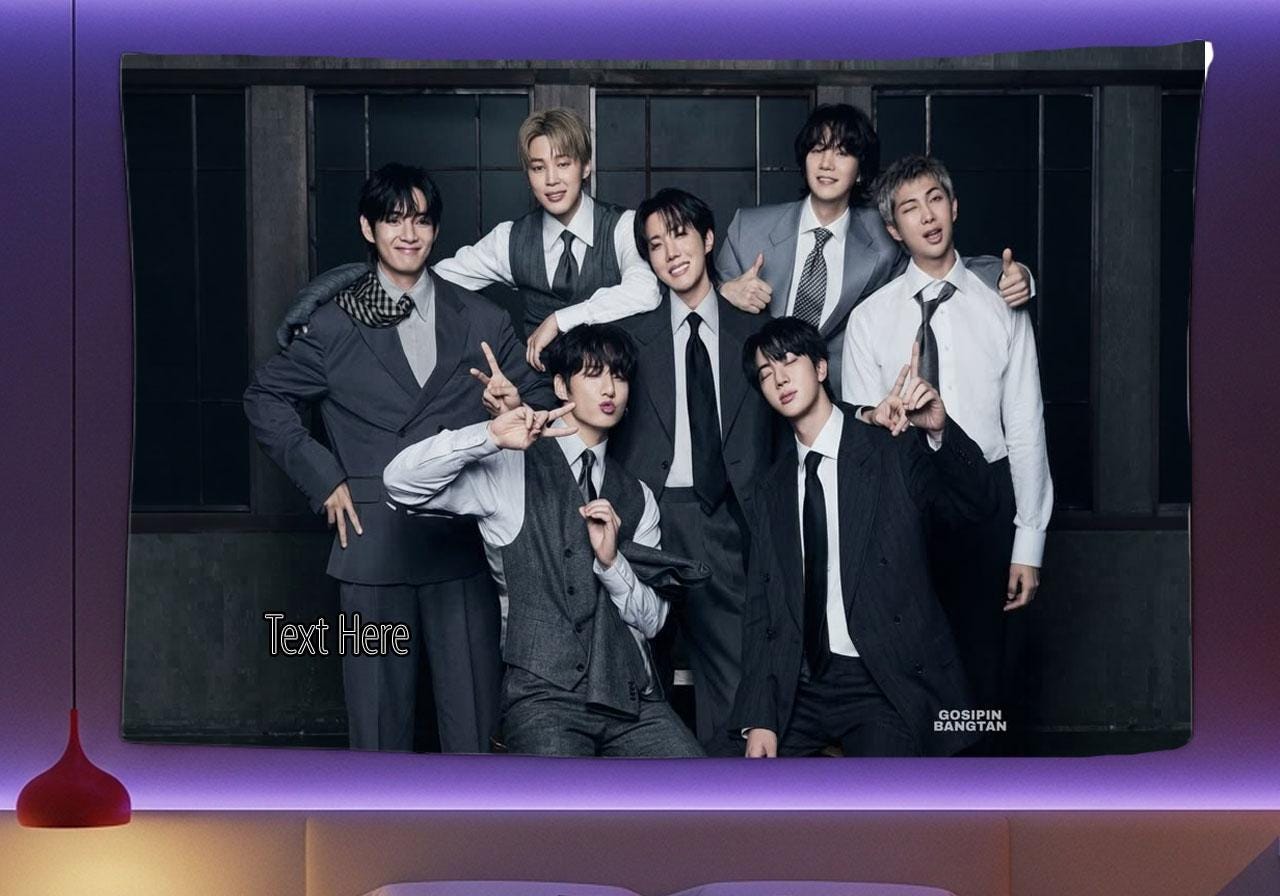 Bangtan Hanging Tapestry | Bantan Boys | Personalized Wall Art | Polyester Fabric | Ship Flag Banner