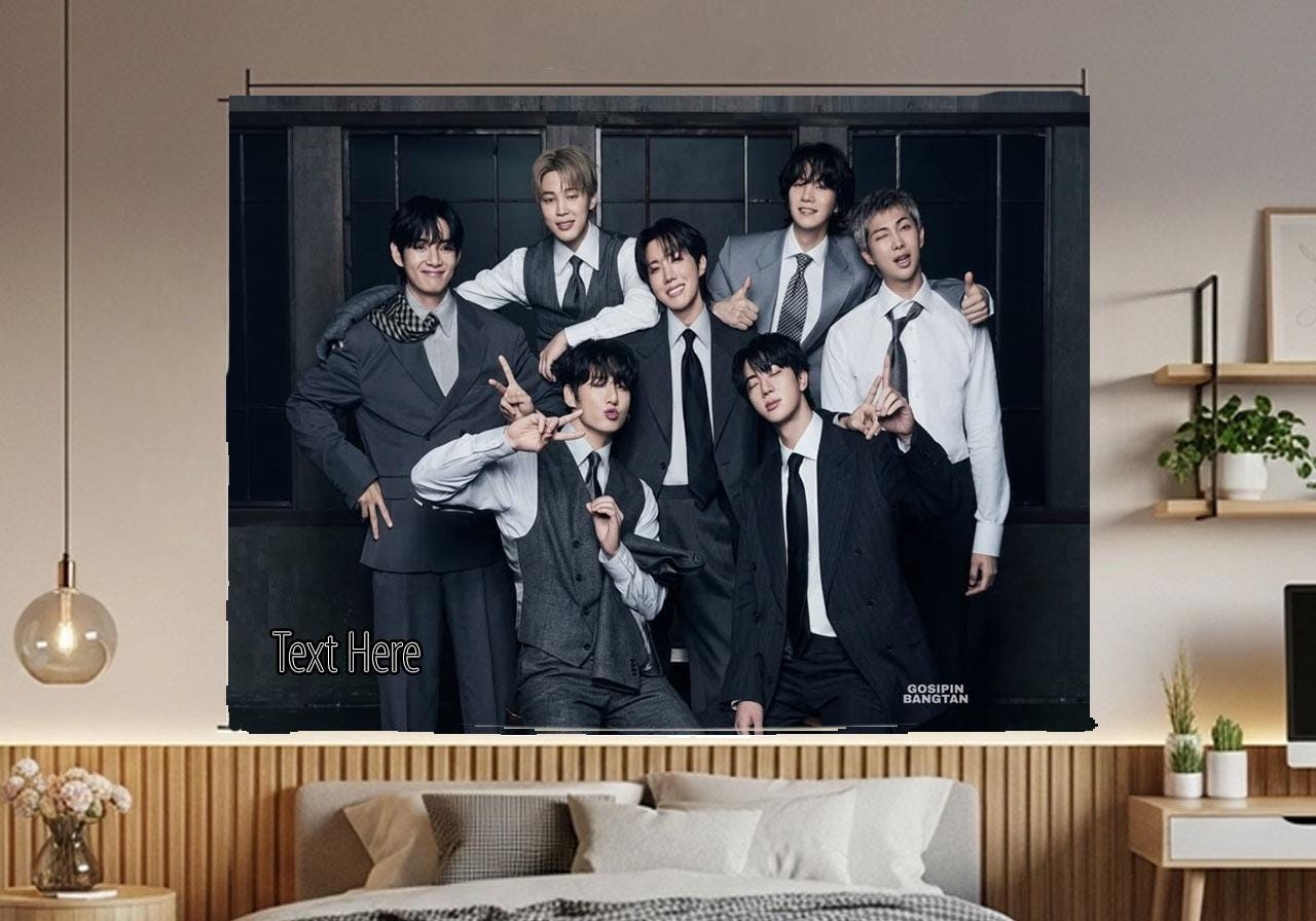 Bangtan Hanging Tapestry | Bantan Boys | Personalized Wall Art | Polyester Fabric | Ship Flag Banner