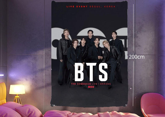 Bangtan Hanging Tapestry | Bantan Boys | Personalized Wall Art | Polyester Fabric | Ship Flag Banner
