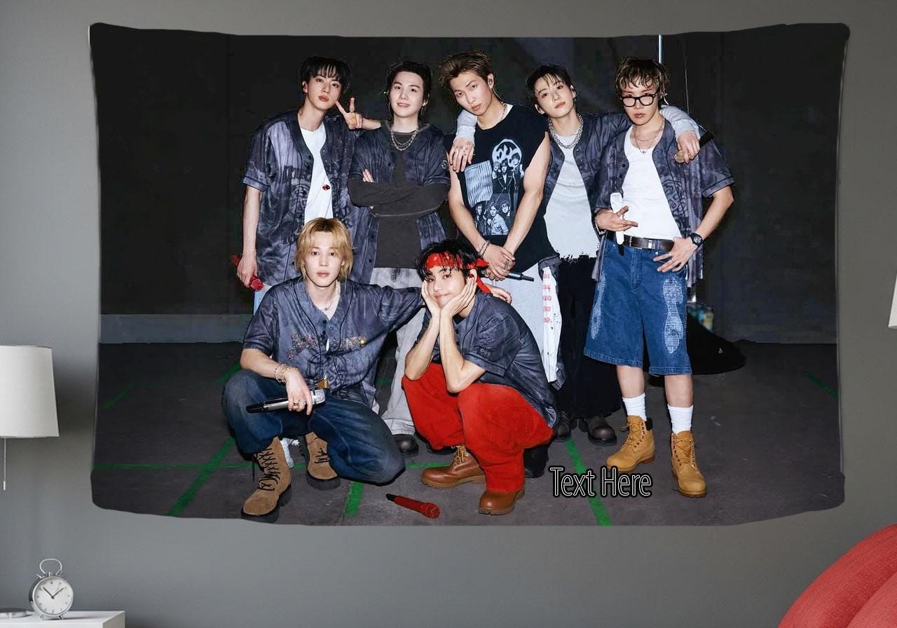 Bangtan Hanging Tapestry | Bantan Boys | Personalized Wall Art | Polyester Fabric | Ship Flag Banner