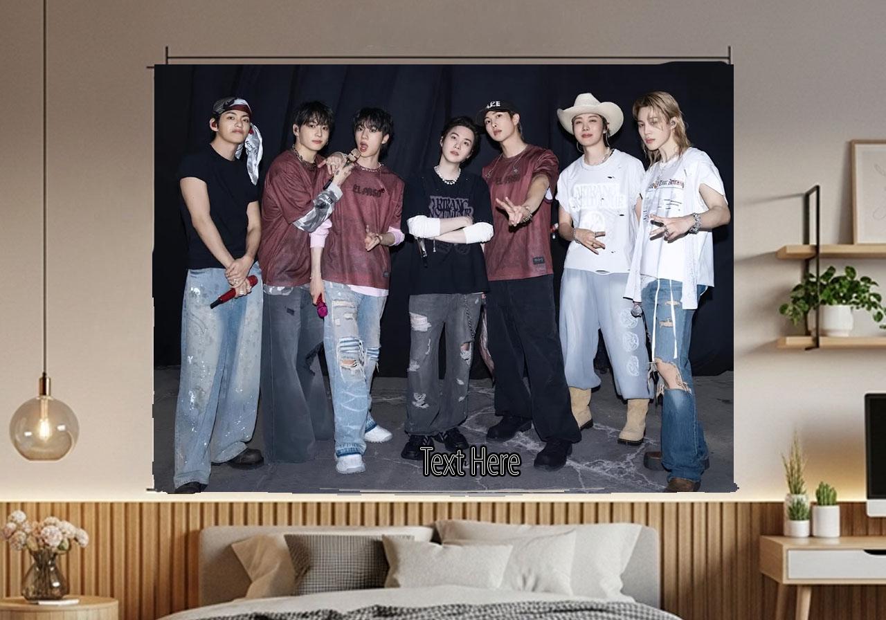 Bangtan Hanging Tapestry | Bantan Boys | Personalized Wall Art | Polyester Fabric | Ship Flag Banner