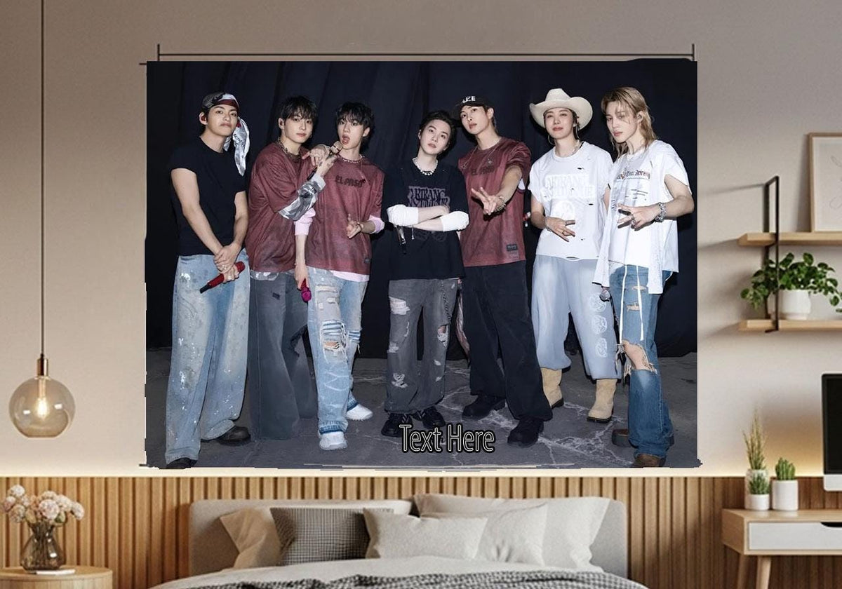 Bangtan Hanging Tapestry | Bantan Boys | Personalized Wall Art | Polyester Fabric | Ship Flag Banner