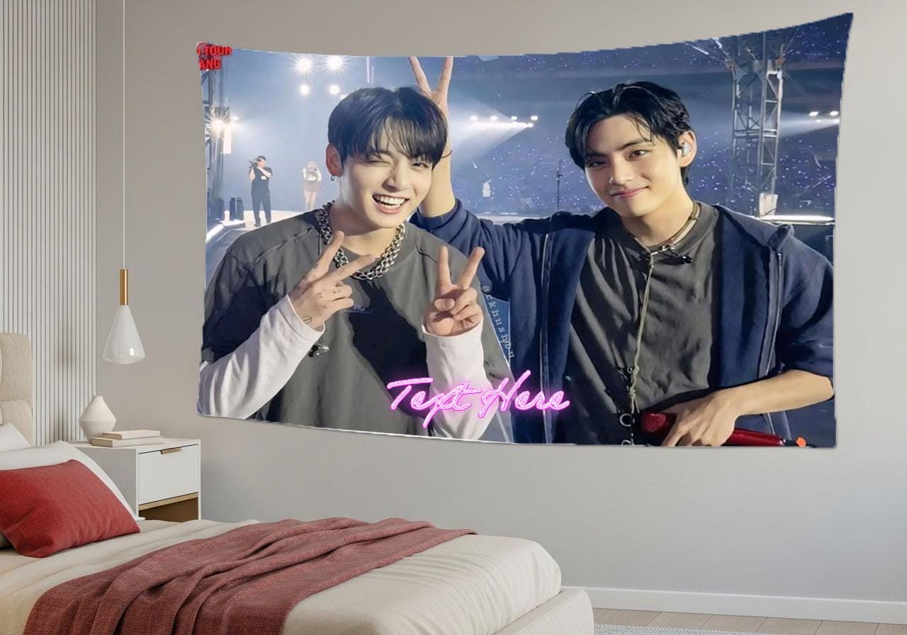 Taekook Hanging Tapestry | Bantan Boys | Personalized Wall Art | Polyester Fabric | Ship Flag Banner