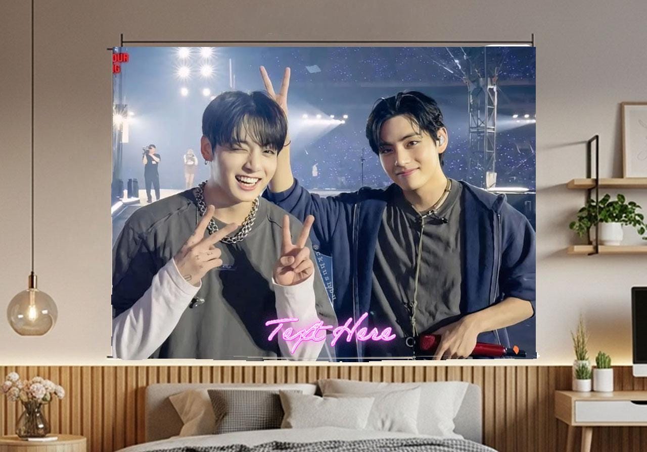 Taekook Hanging Tapestry | Bantan Boys | Personalized Wall Art | Polyester Fabric | Ship Flag Banner