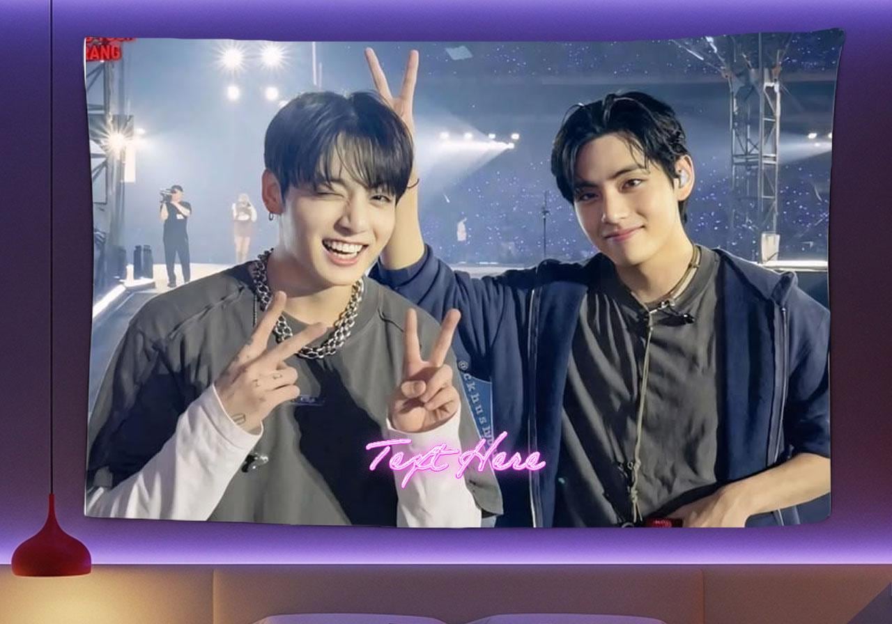 Taekook Hanging Tapestry | Bantan Boys | Personalized Wall Art | Polyester Fabric | Ship Flag Banner