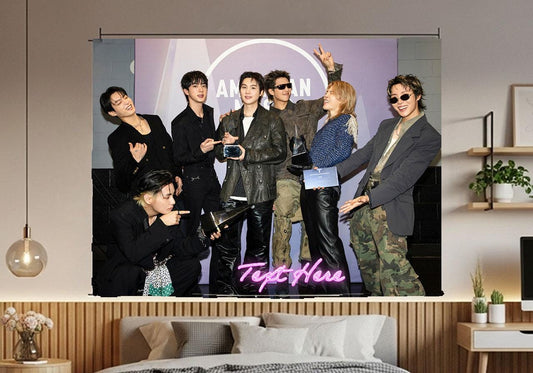 Bangtan Hanging Tapestry | Bantan Boys | Personalized Wall Art | Polyester Fabric | Ship Flag Banner