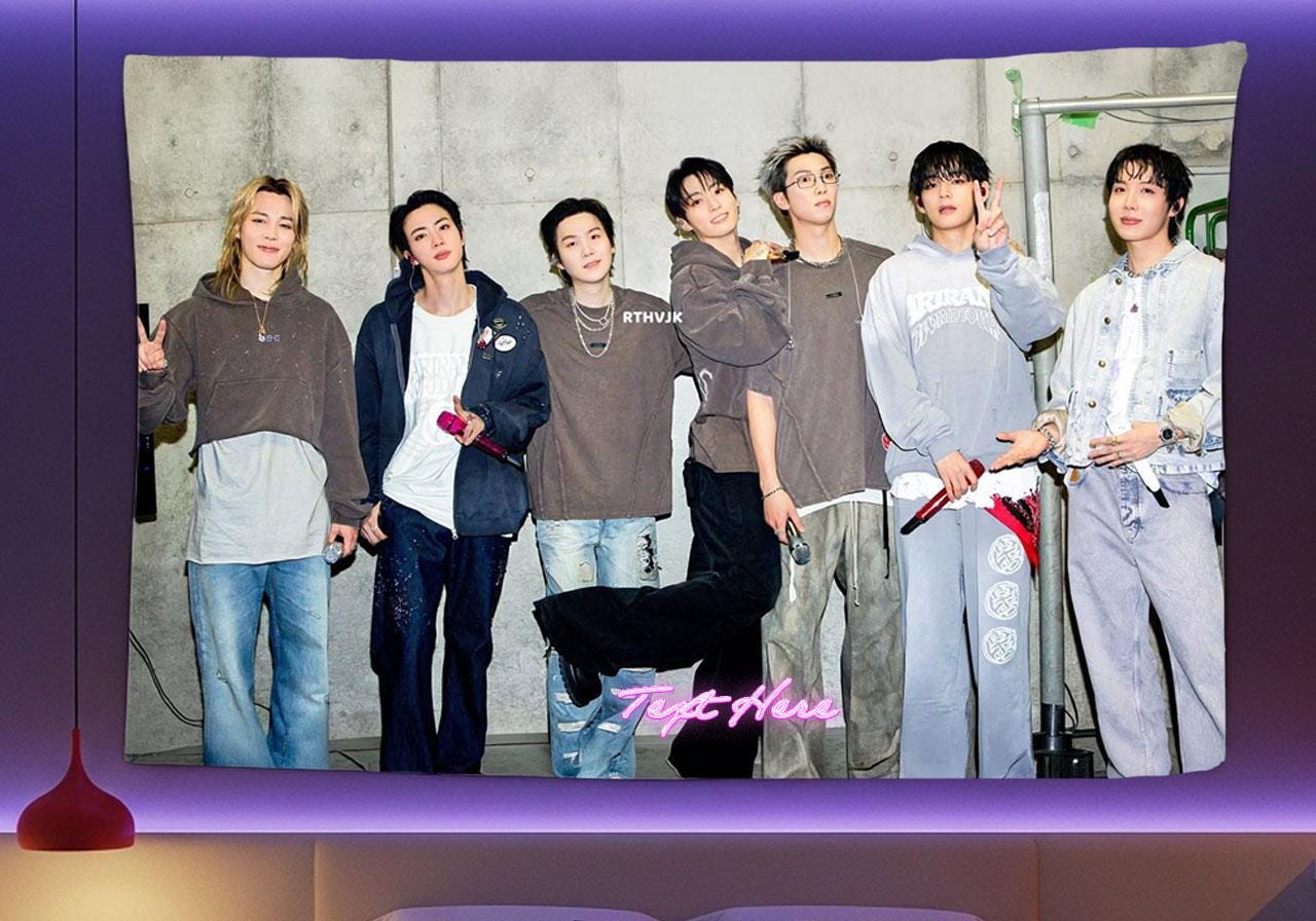 Bangtan Hanging Tapestry | Bantan Boys | Personalized Wall Art | Polyester Fabric | Ship Flag Banner