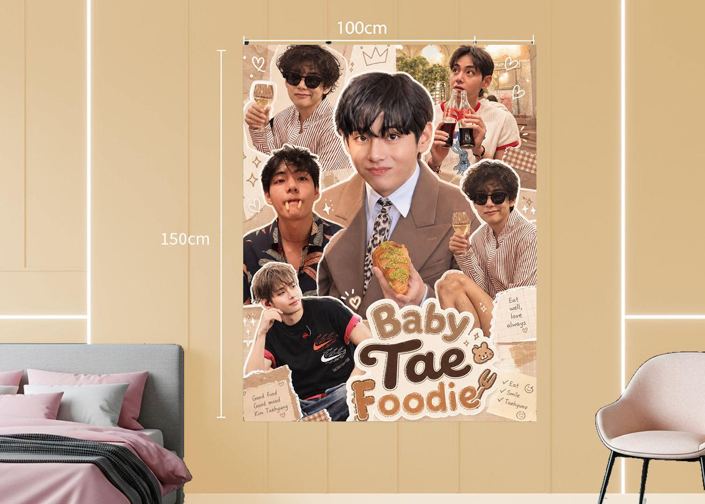 Taehyung Hanging Tapestry | Bantan Boys | Personalized Wall Art | Polyester Fabric | Ship Flag Banner