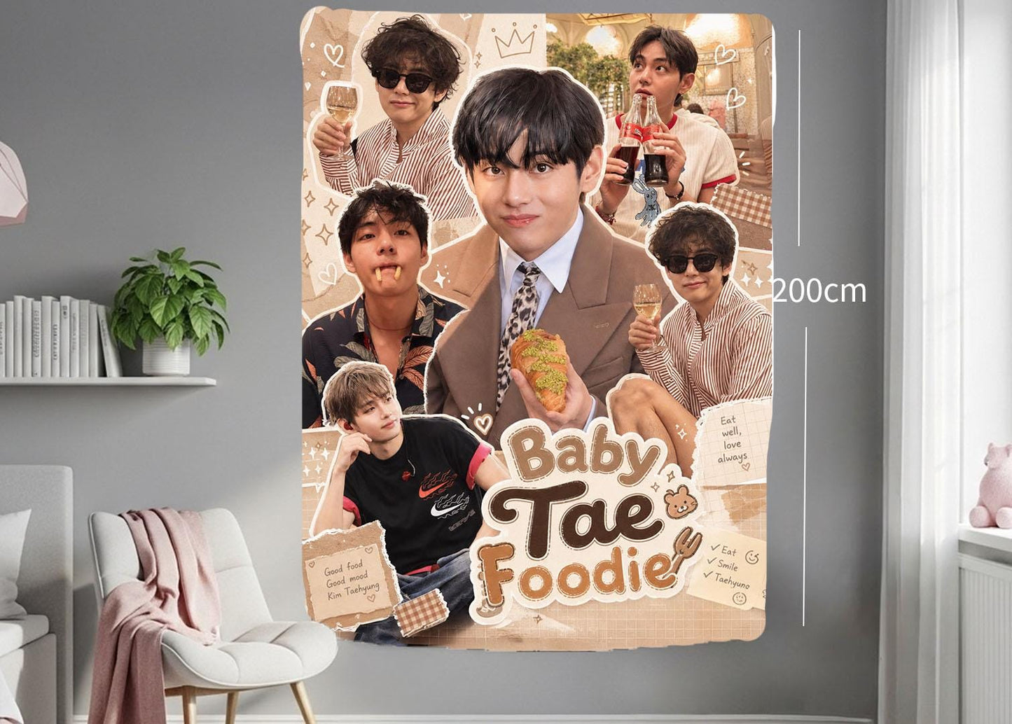 Taehyung Hanging Tapestry | Bantan Boys | Personalized Wall Art | Polyester Fabric | Ship Flag Banner