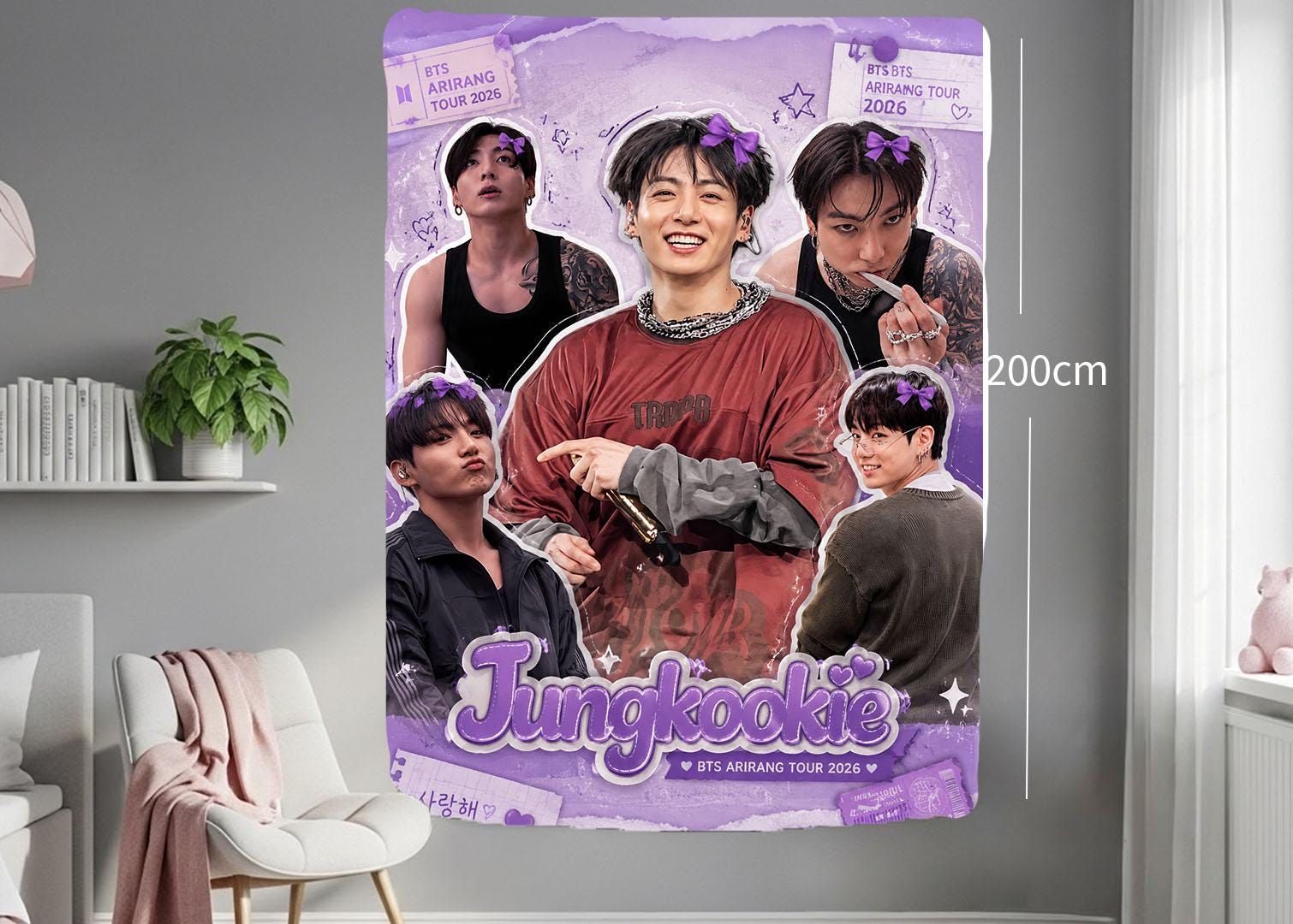 Jungkook Hanging Tapestry | Bantan Boys | Personalized Wall Art | Polyester Fabric | Ship Flag Banner