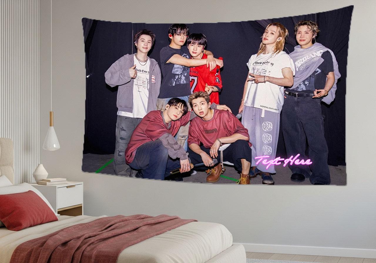 Bangtan Hanging Tapestry | Bantan Boys | Personalized Wall Art | Polyester Fabric | Ship Flag Banner