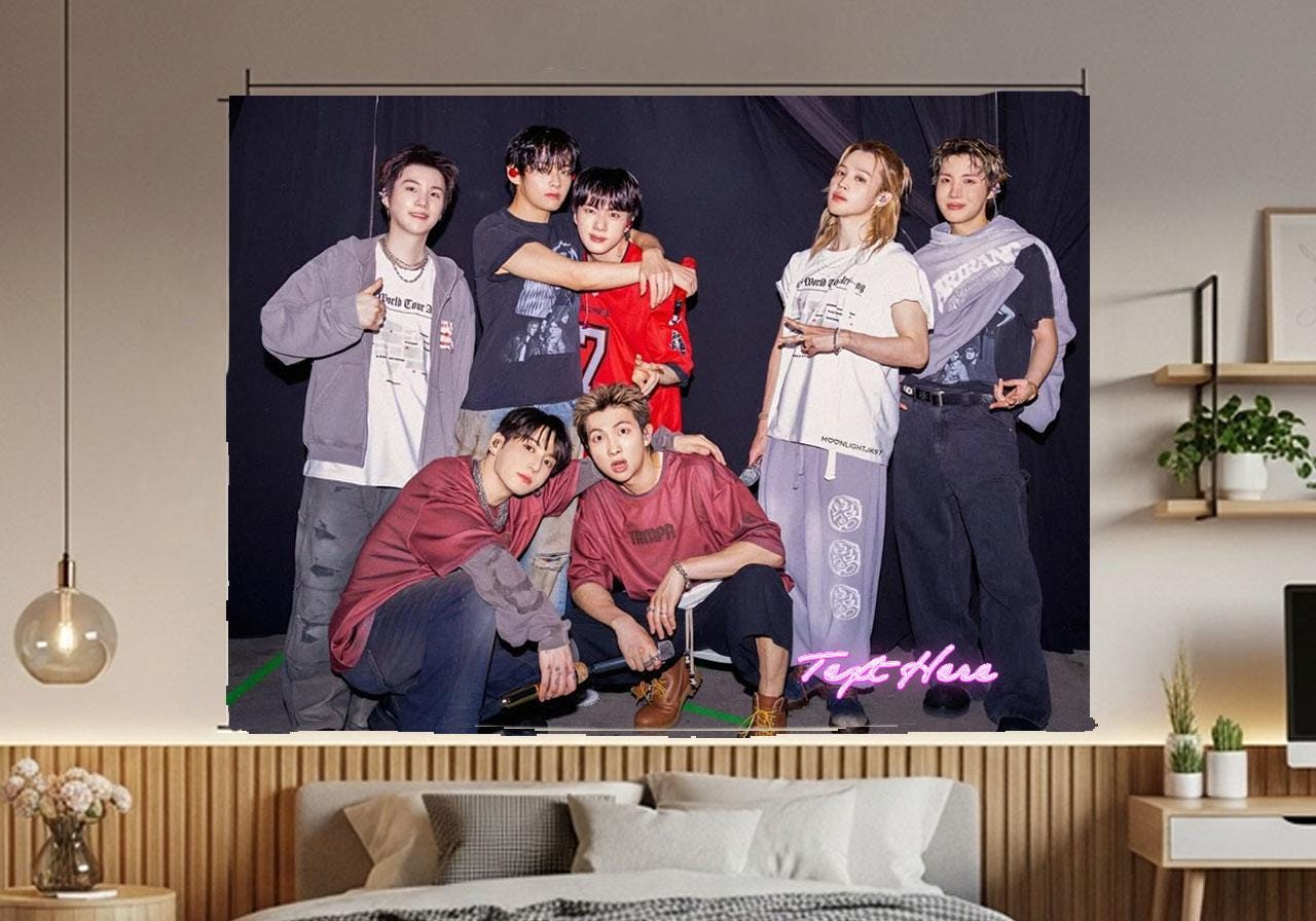Bangtan Hanging Tapestry | Bantan Boys | Personalized Wall Art | Polyester Fabric | Ship Flag Banner