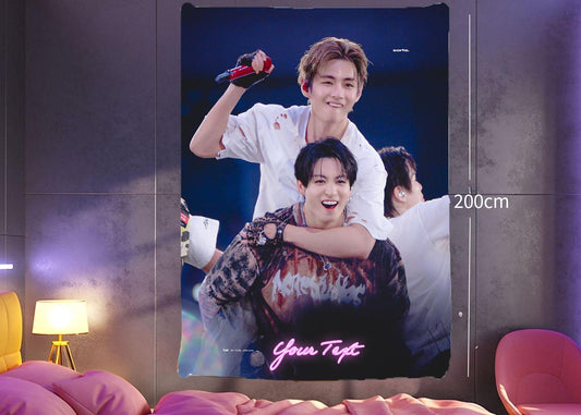 Taekook Hanging Tapestry | Bantan Boys | Personalized Wall Art | Polyester Fabric | Ship Flag Banner