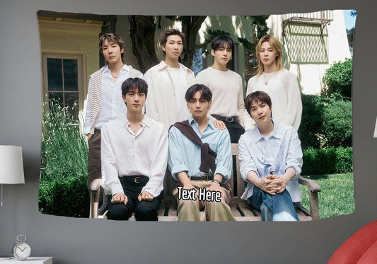 Bangtan Hanging Tapestry | Bantan Boys | Personalized Wall Art | Polyester Fabric | Ship Flag Banner