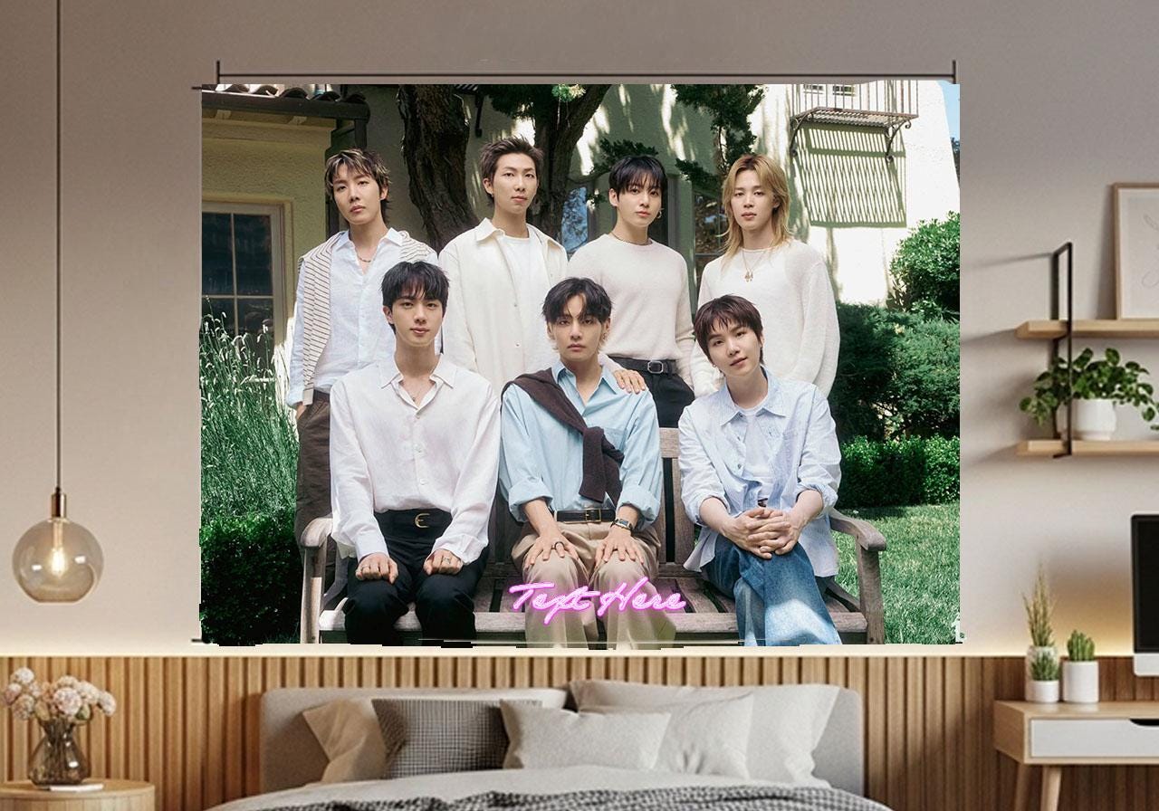 Bangtan Hanging Tapestry | Bantan Boys | Personalized Wall Art | Polyester Fabric | Ship Flag Banner