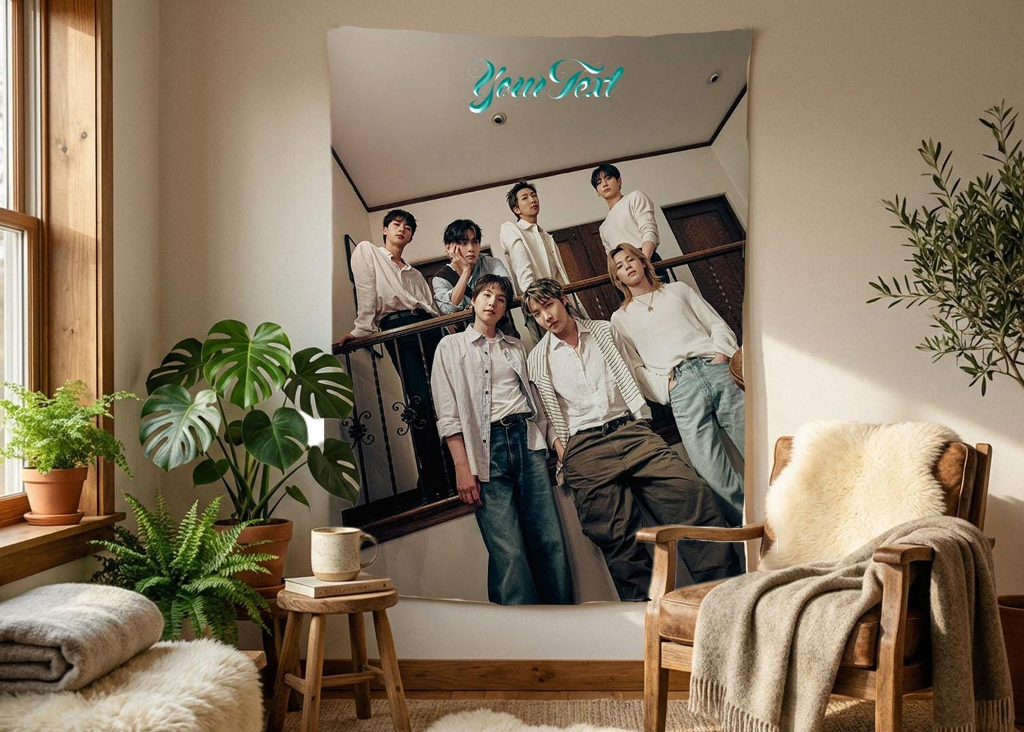 Bangtan Hanging Tapestry | Bantan Boys | Personalized Wall Art | Polyester Fabric | Ship Flag Banner