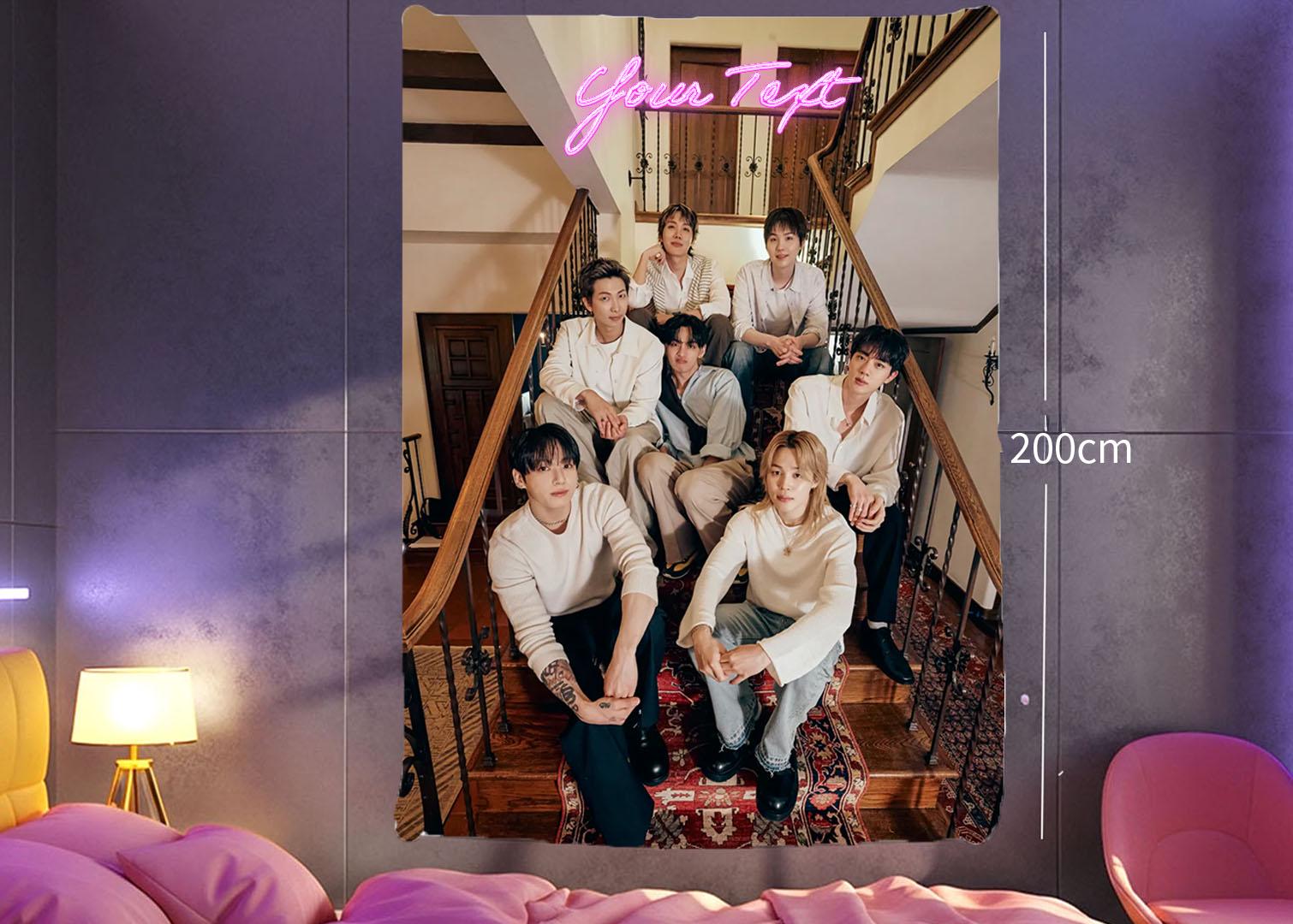 Bangtan Hanging Tapestry | Bantan Boys | Personalized Wall Art | Polyester Fabric | Ship Flag Banner