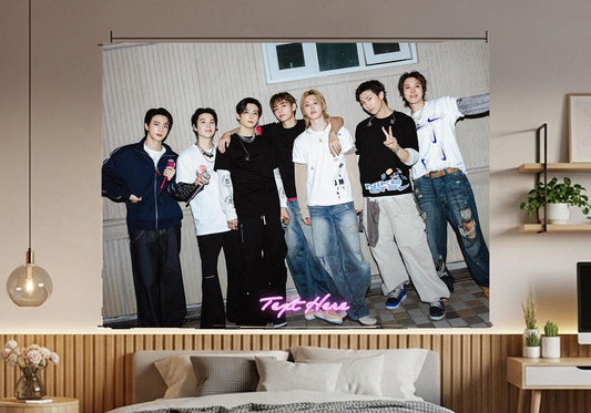 Bangtan Hanging Tapestry | Bantan Boys | Personalized Wall Art | Polyester Fabric | Ship Flag Banner