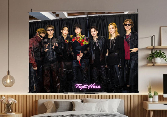 Bangtan Hanging Tapestry | Bantan Boys | Personalized Wall Art | Polyester Fabric | Ship Flag Banner