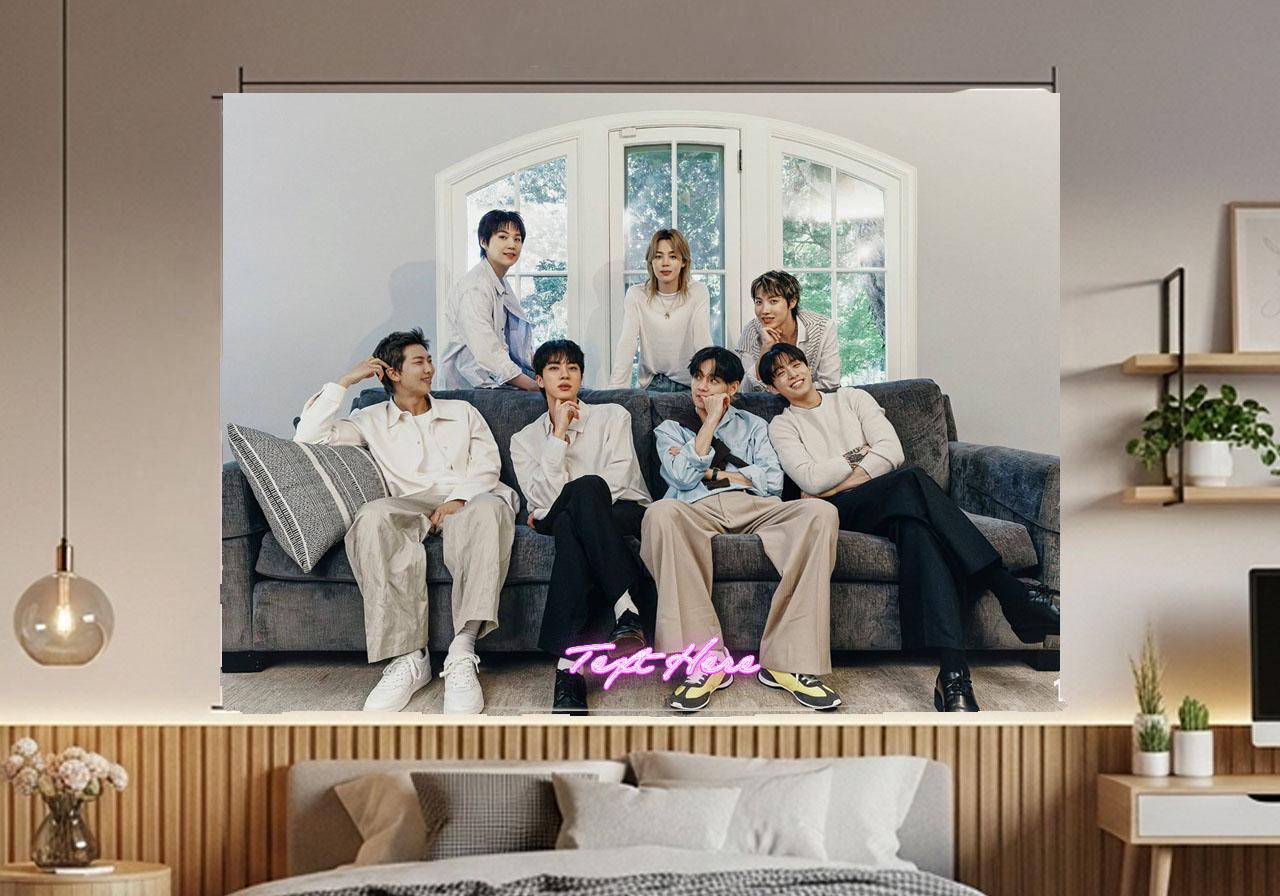 Bangtan Hanging Tapestry | Bantan Boys | Personalized Wall Art | Polyester Fabric | Ship Flag Banner