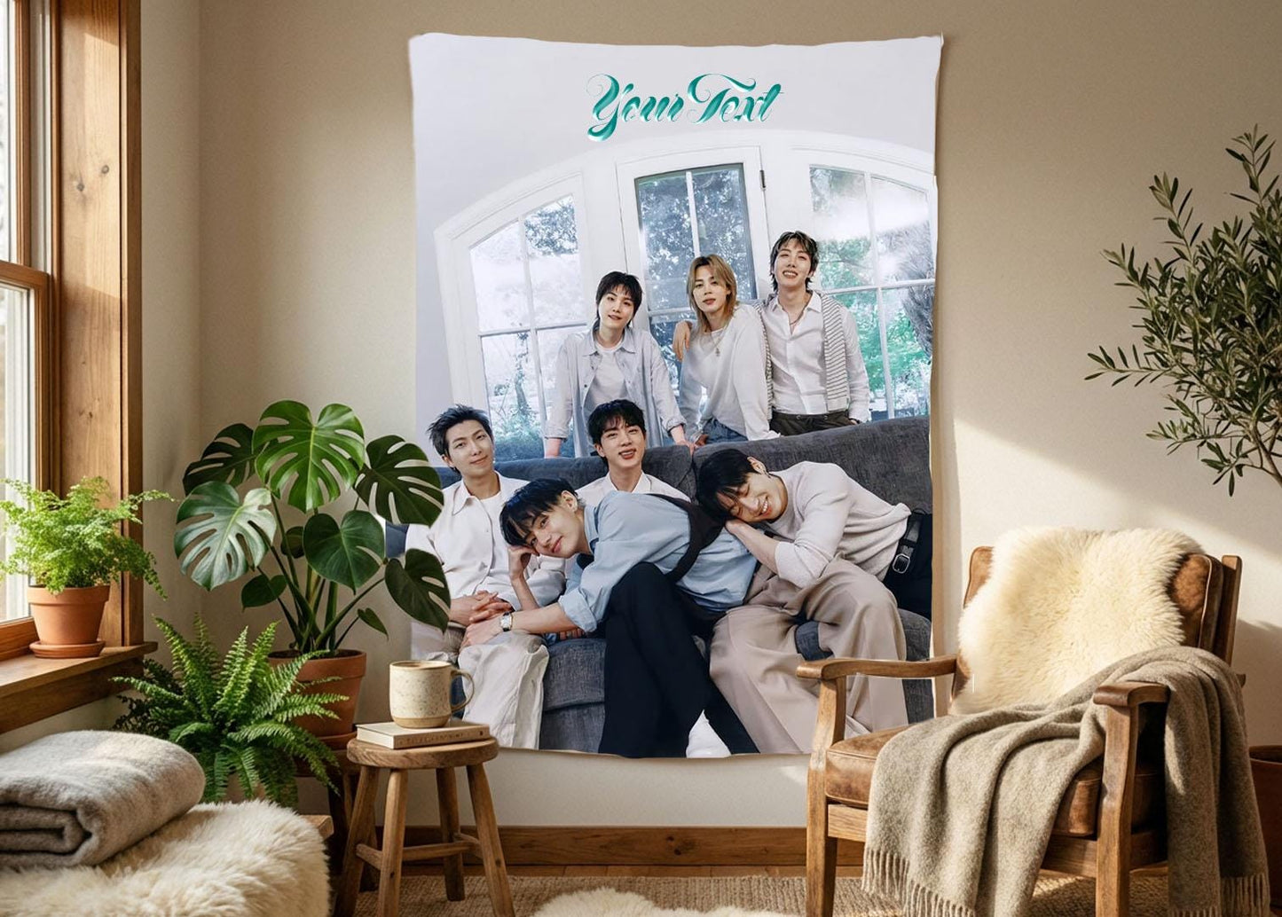 Bangtan Hanging Tapestry | Bantan Boys | Personalized Wall Art | Polyester Fabric | Ship Flag Banner