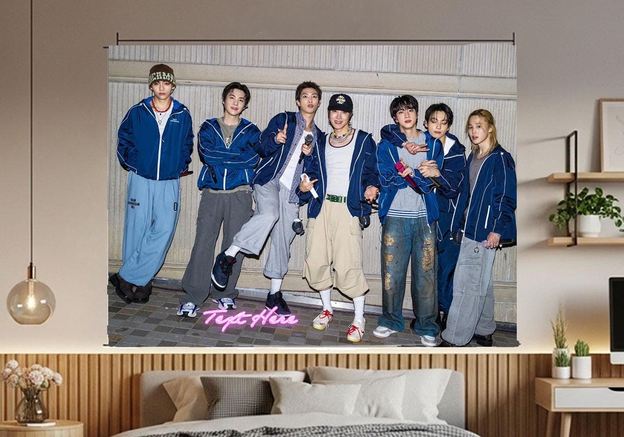 Bangtan Hanging Tapestry | Bantan Boys | Personalized Wall Art | Polyester Fabric | Ship Flag Banner