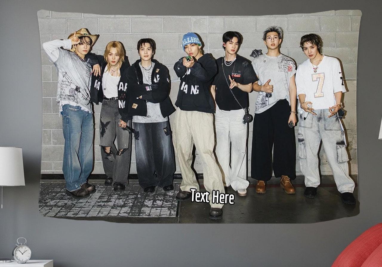 Bangtan Hanging Tapestry | Bantan Boys | Personalized Wall Art | Polyester Fabric | Ship Flag Banner