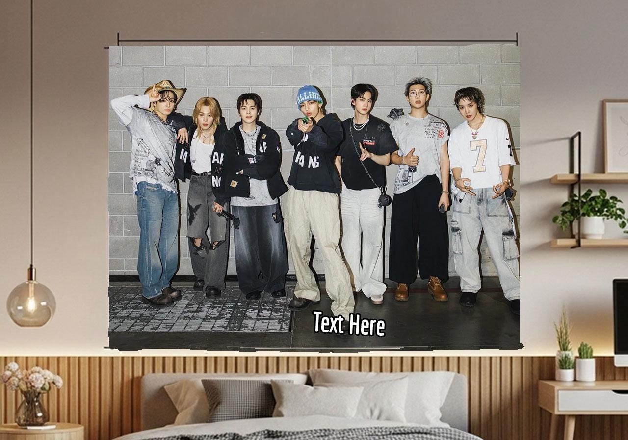 Bangtan Hanging Tapestry | Bantan Boys | Personalized Wall Art | Polyester Fabric | Ship Flag Banner