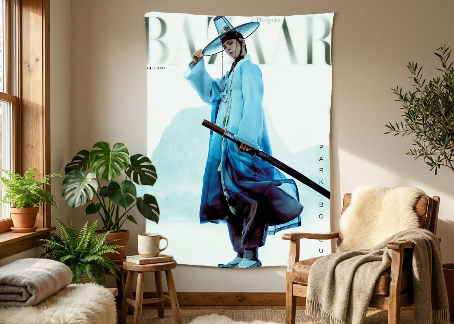 Park Bo Gum Hanging Tapestry | Personalized Wall Art | Polyester Fabric | Ship Flag Banner