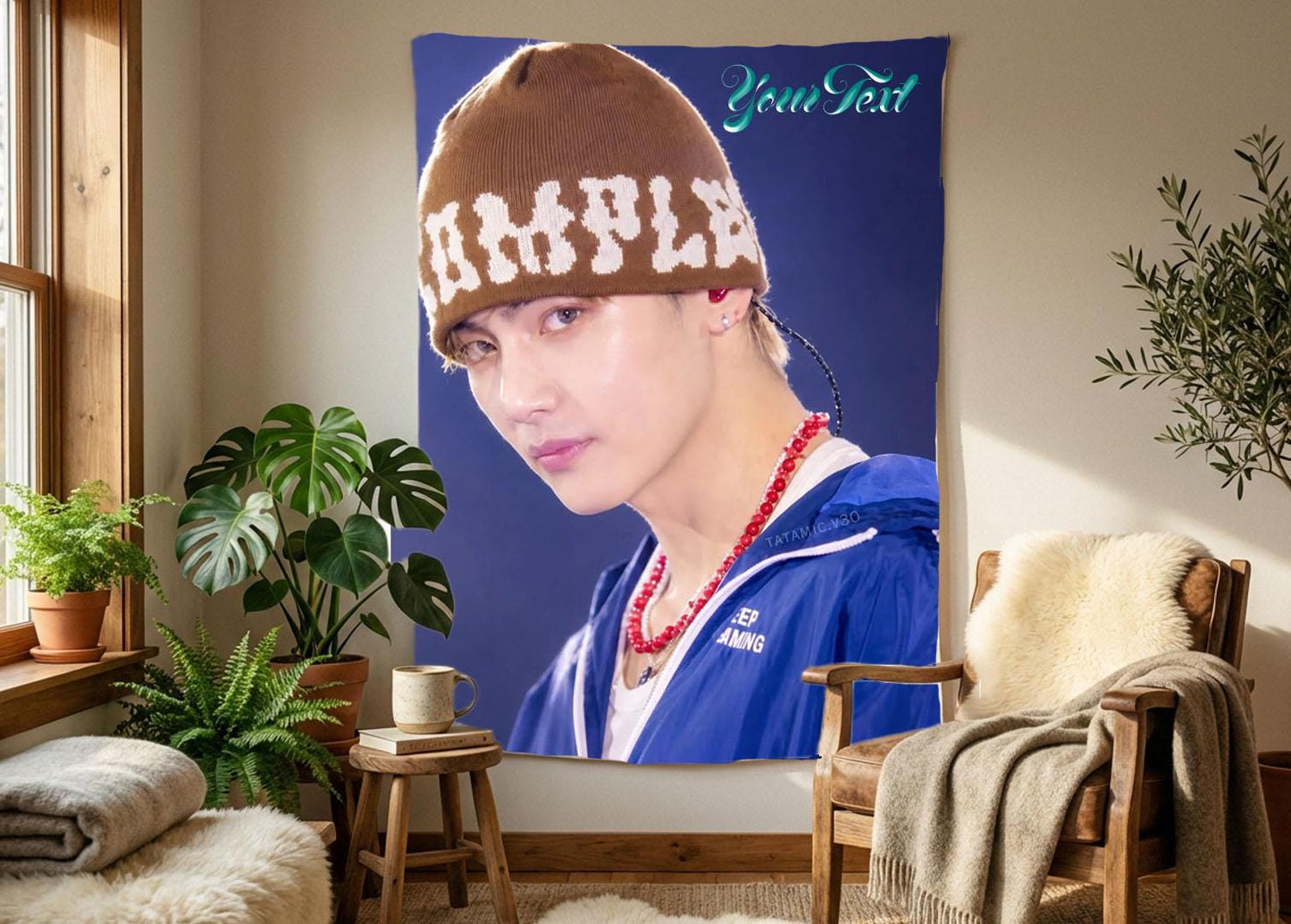 Taehyung Hanging Tapestry | Bantan Boys | Personalized Wall Art | Polyester Fabric | Ship Flag Banner