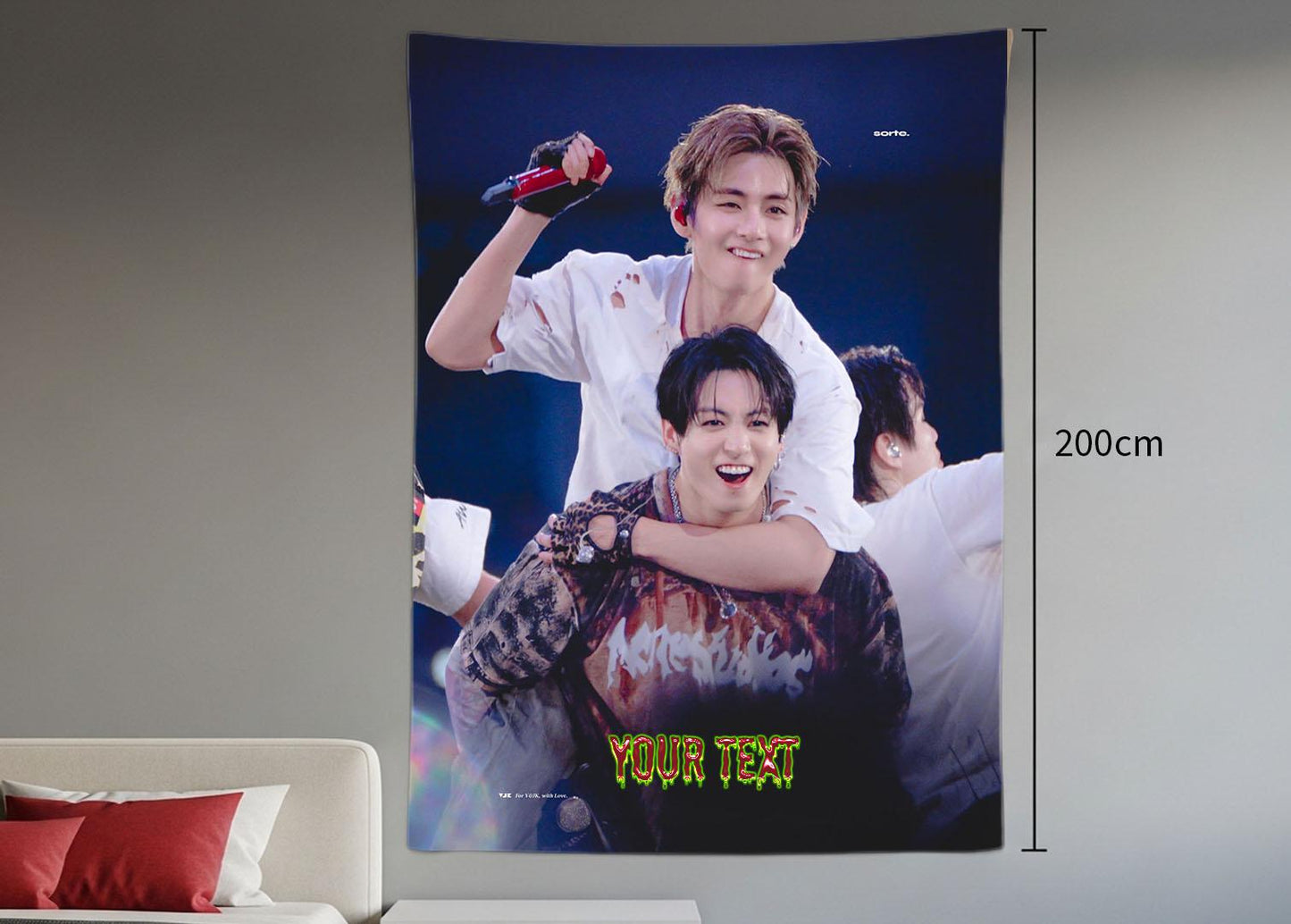 Taekook Hanging Tapestry | Bantan Boys | Personalized Wall Art | Polyester Fabric | Ship Flag Banner