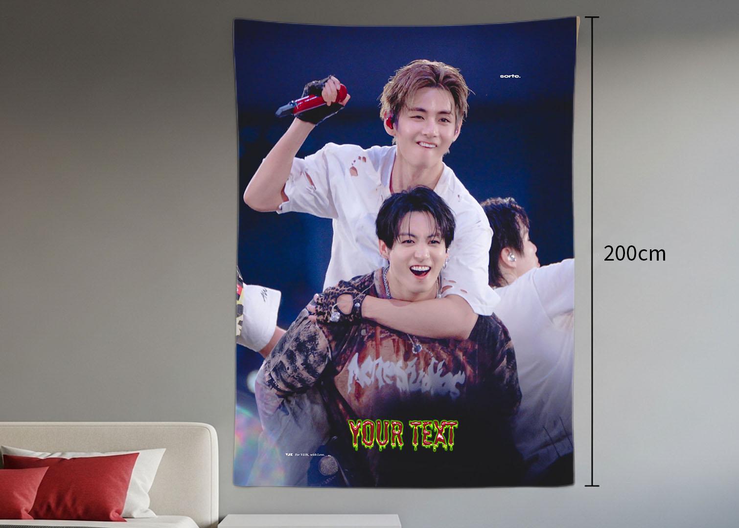 Taekook Hanging Tapestry | Bantan Boys | Personalized Wall Art | Polyester Fabric | Ship Flag Banner