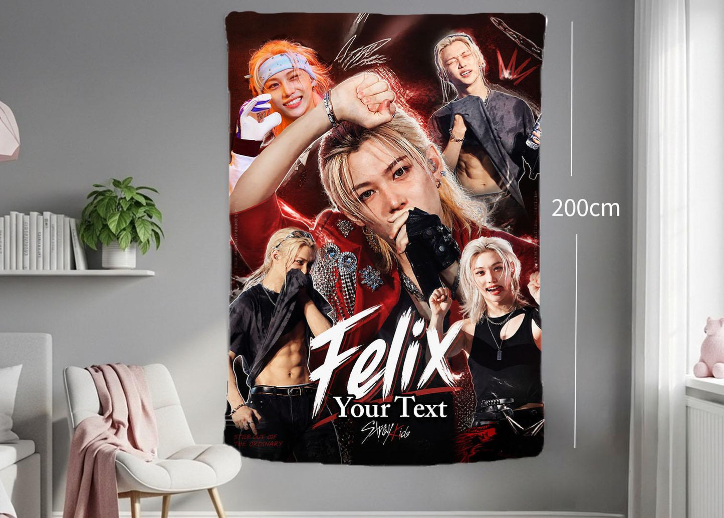 Felix Hanging Tapestry | Stray Kids | Personalized Wall Art | Polyester Fabric | Ship Flag Banner