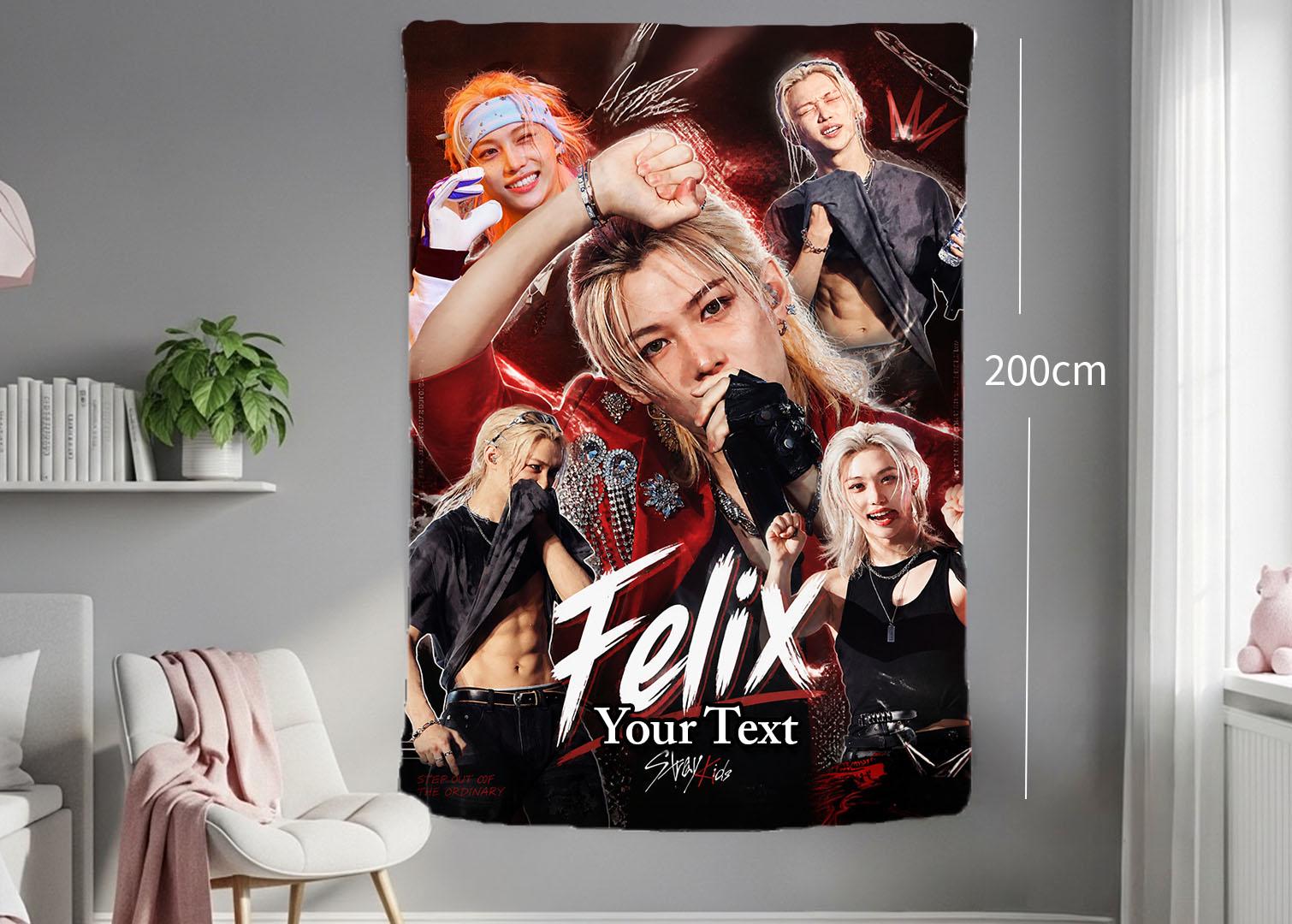 Felix Hanging Tapestry | Stray Kids | Personalized Wall Art | Polyester Fabric | Ship Flag Banner