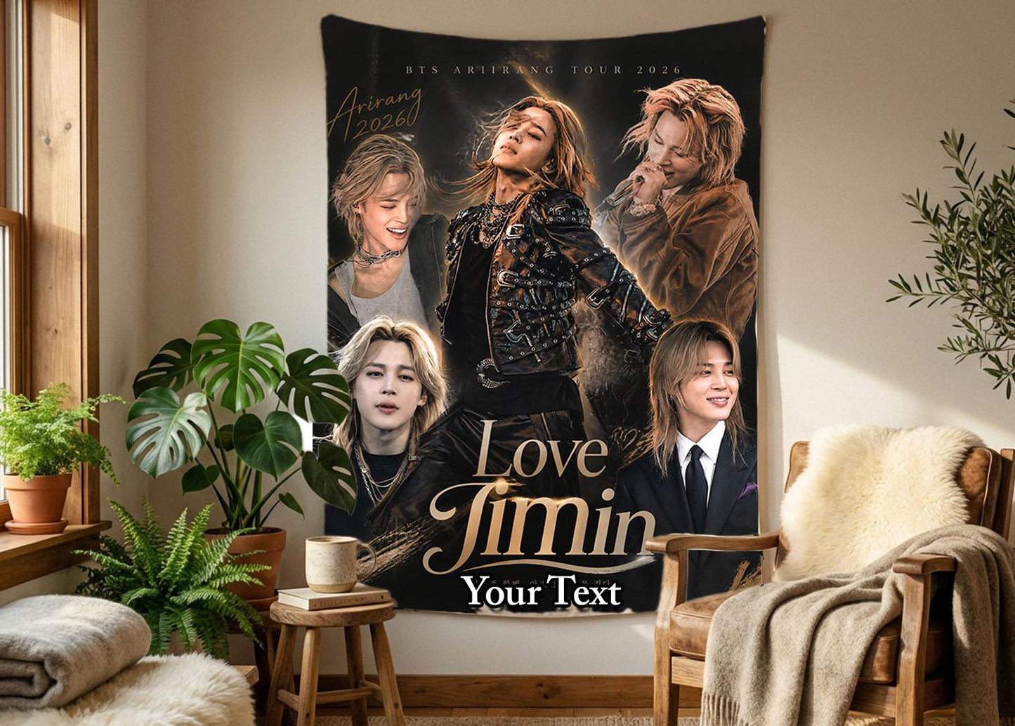 Jimin Hanging Tapestry | Bantan Boys | Personalized Wall Art | Polyester Fabric | Ship Flag Banner