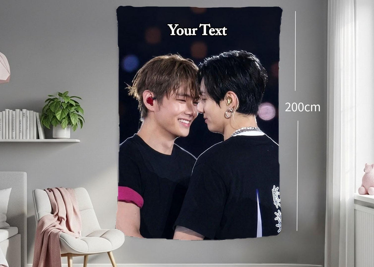 Taekook Hanging Tapestry | Bantan Boys | Personalized Wall Art | Polyester Fabric | Ship Flag Banner