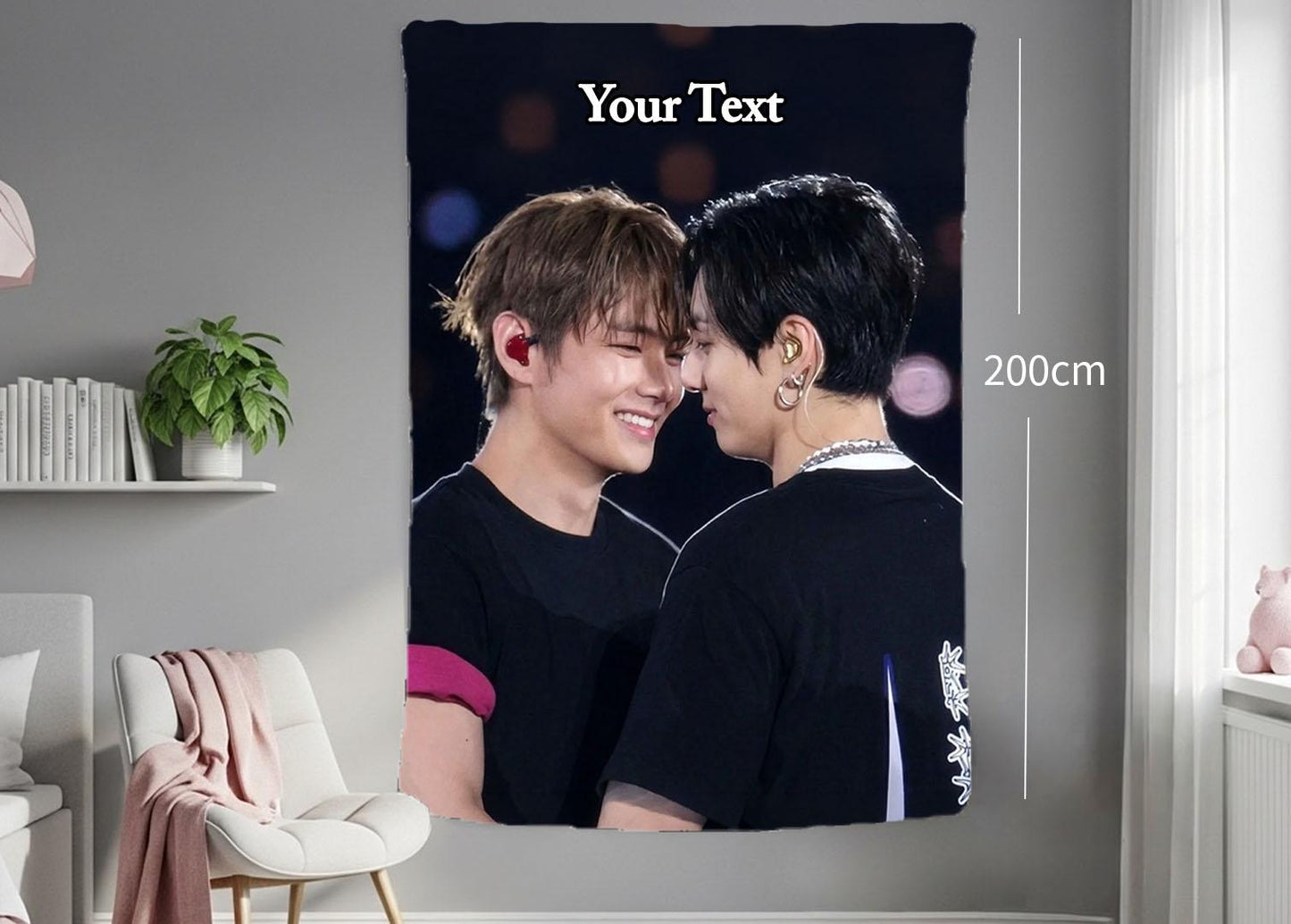Taekook Hanging Tapestry | Bantan Boys | Personalized Wall Art | Polyester Fabric | Ship Flag Banner