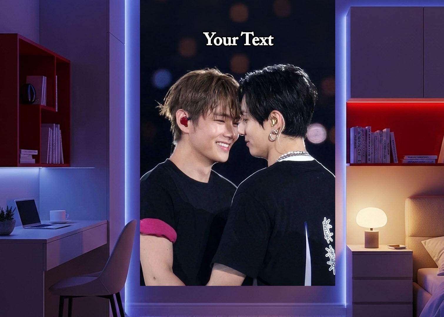 Taekook Hanging Tapestry | Bantan Boys | Personalized Wall Art | Polyester Fabric | Ship Flag Banner