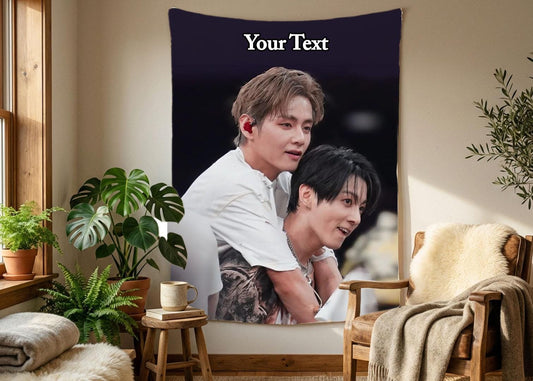 Taekook Hanging Tapestry | Bantan Boys | Personalized Wall Art | Polyester Fabric | Ship Flag Banner