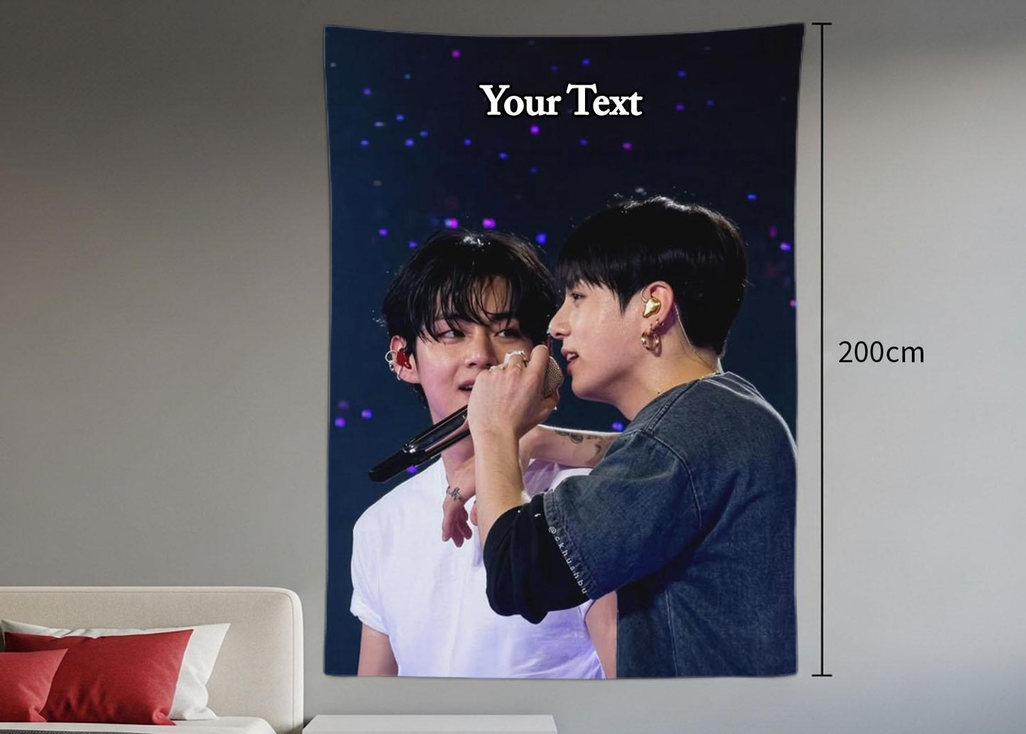 Taekook Hanging Tapestry | Bantan Boys | Personalized Wall Art | Polyester Fabric | Ship Flag Banner