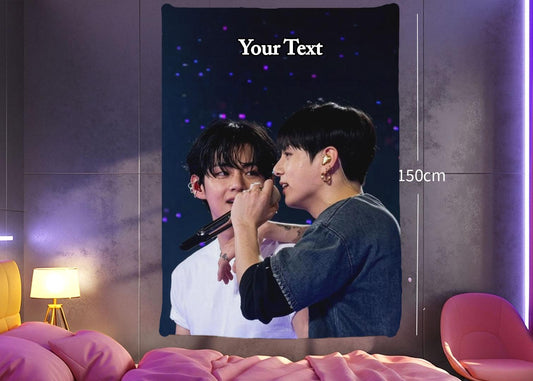 Taekook Hanging Tapestry | Bantan Boys | Personalized Wall Art | Polyester Fabric | Ship Flag Banner