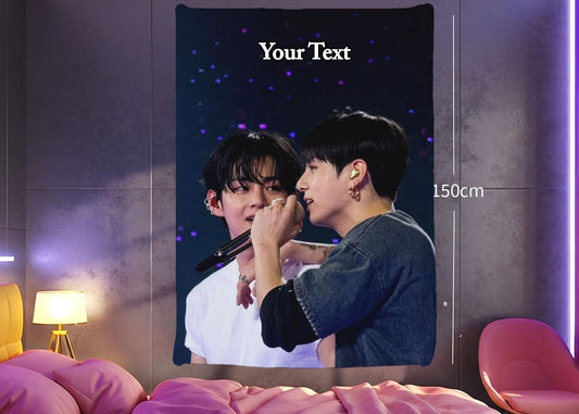 Taekook Hanging Tapestry | Bantan Boys | Personalized Wall Art | Polyester Fabric | Ship Flag Banner