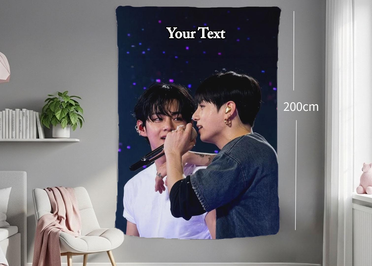 Taekook Hanging Tapestry | Bantan Boys | Personalized Wall Art | Polyester Fabric | Ship Flag Banner