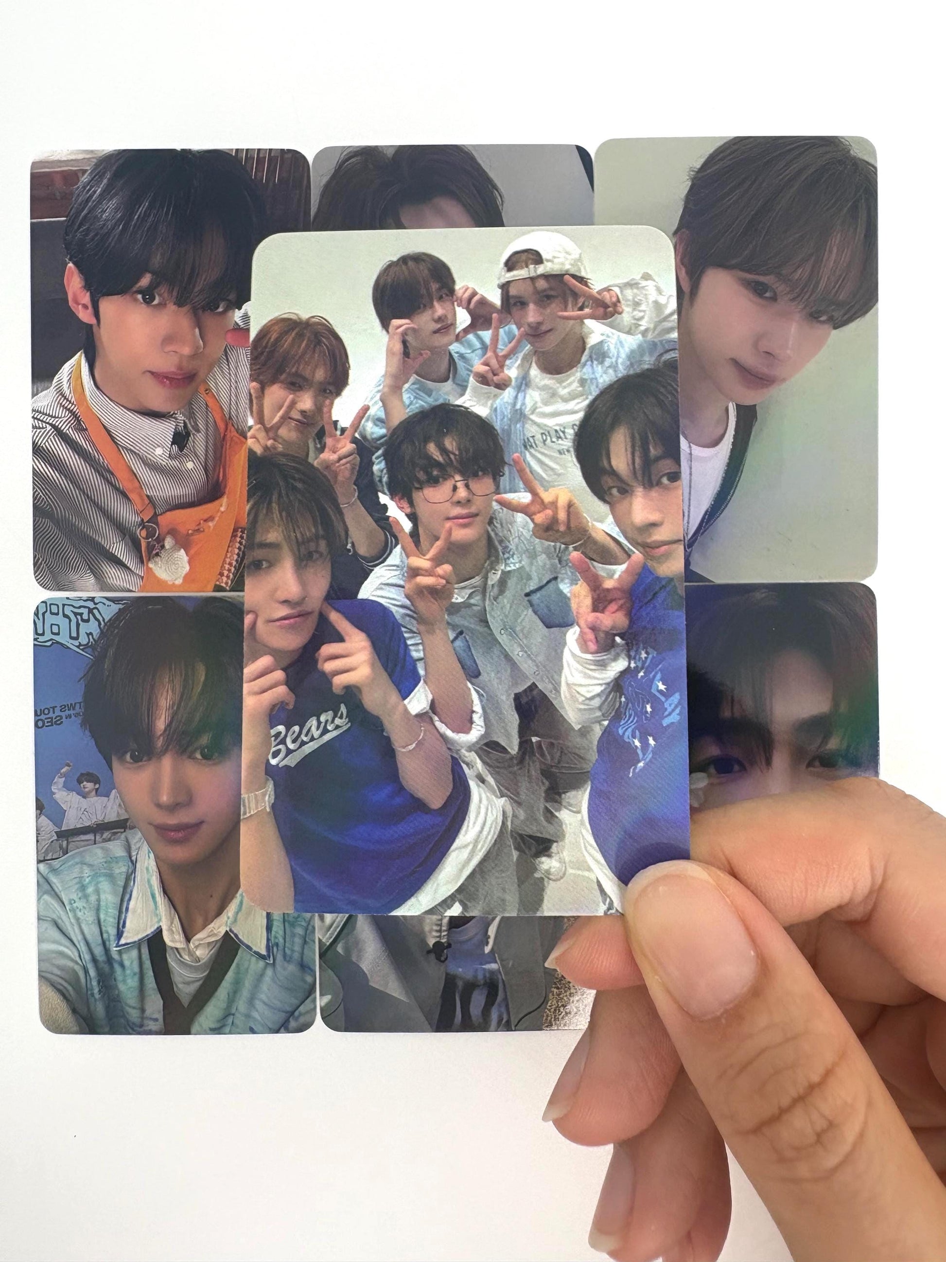 TWS 55pc holographic cards, Shinyu, Dohoon, Youngjae, Hanjin, Jihoon, and Kyungmin