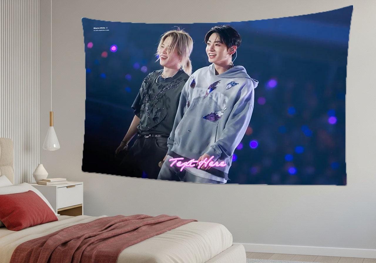 Jikook Hanging Tapestry | Bantan Boys | Personalized Wall Art | Polyester Fabric | Ship Flag Banner