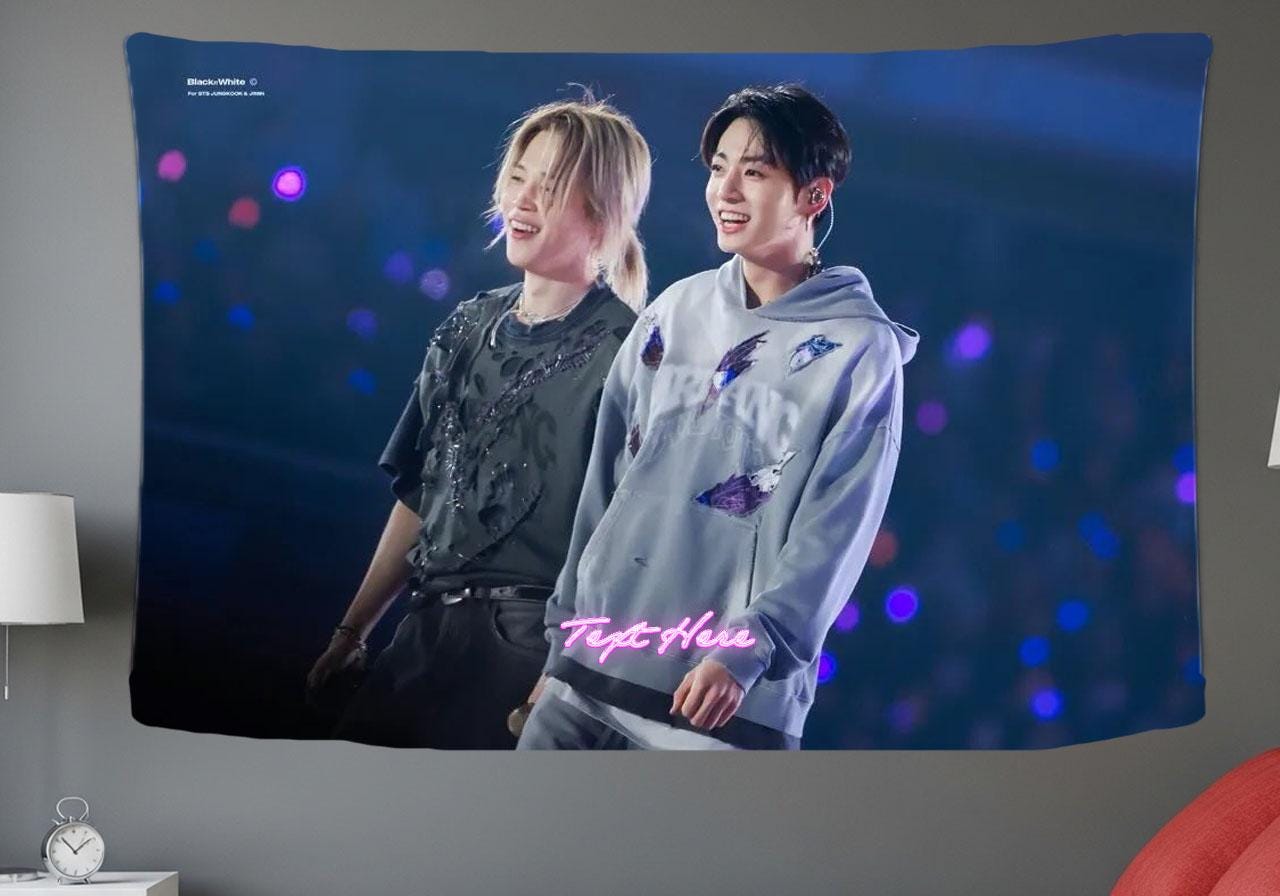 Jikook Hanging Tapestry | Bantan Boys | Personalized Wall Art | Polyester Fabric | Ship Flag Banner