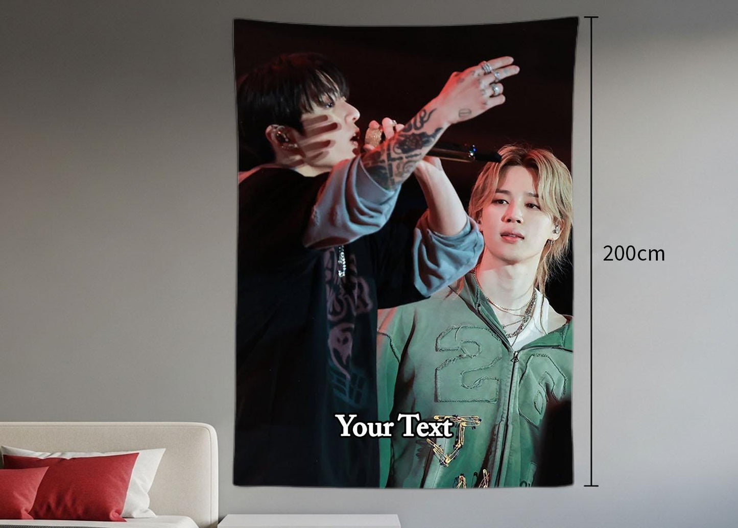 Jikook Hanging Tapestry | Bantan Boys | Personalized Wall Art | Polyester Fabric | Ship Flag Banner