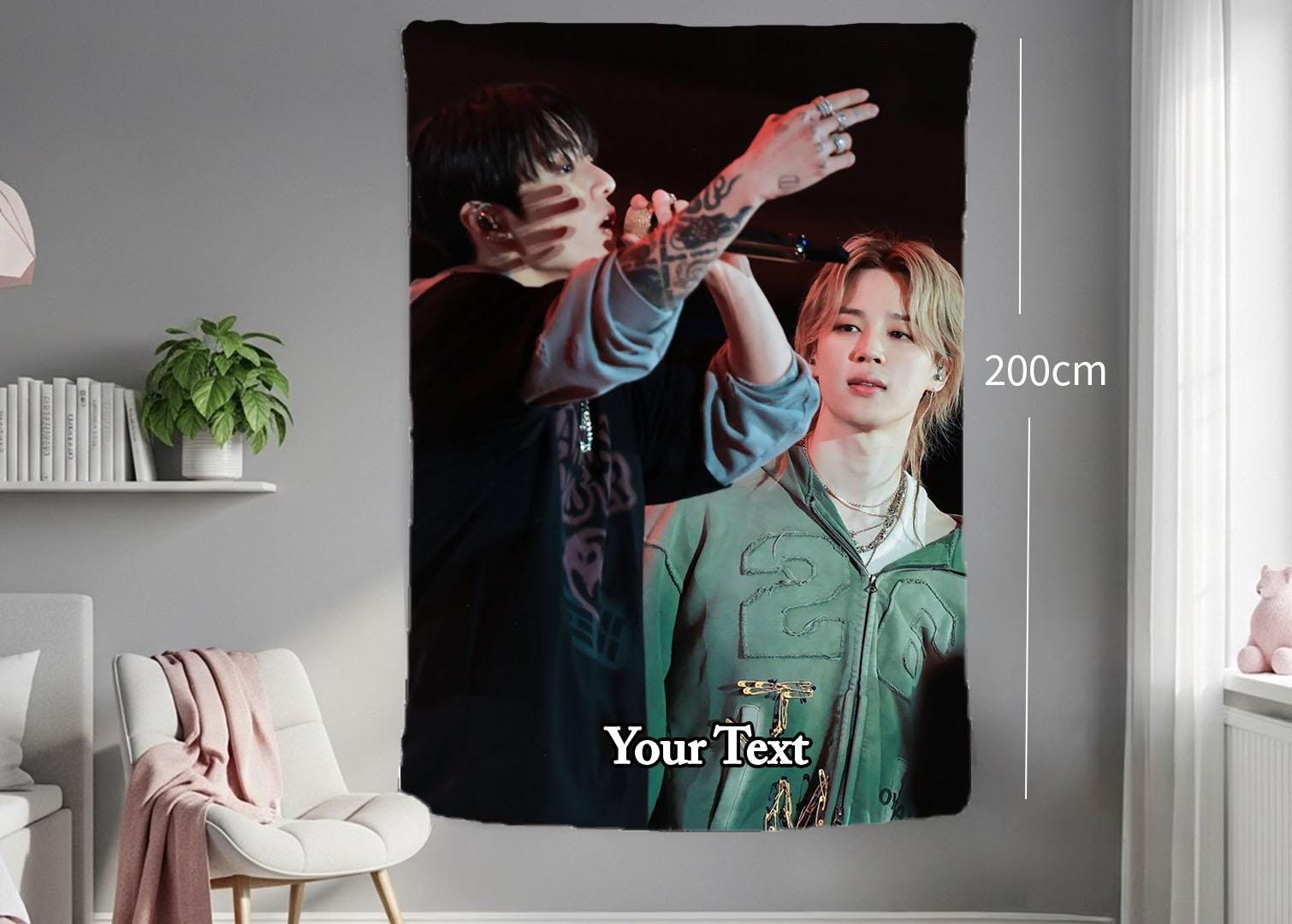 Jikook Hanging Tapestry | Bantan Boys | Personalized Wall Art | Polyester Fabric | Ship Flag Banner