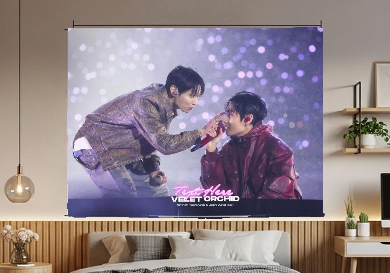 Taekook Hanging Tapestry | Bantan Boys | Personalized Wall Art | Polyester Fabric | Ship Flag Banner